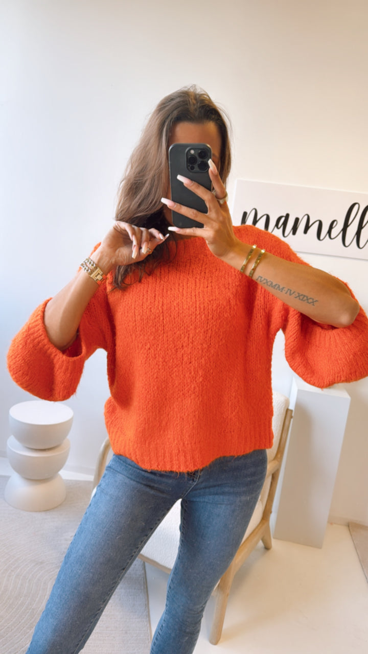 Pullover mit kurzen, außergewöhnlichen Ärmeln / orange Art. 9184