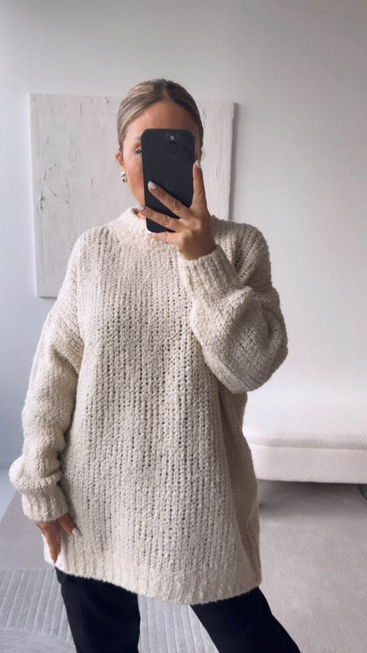 Teddy Pullover mit Stehkragen / wollweiss Art. 7539