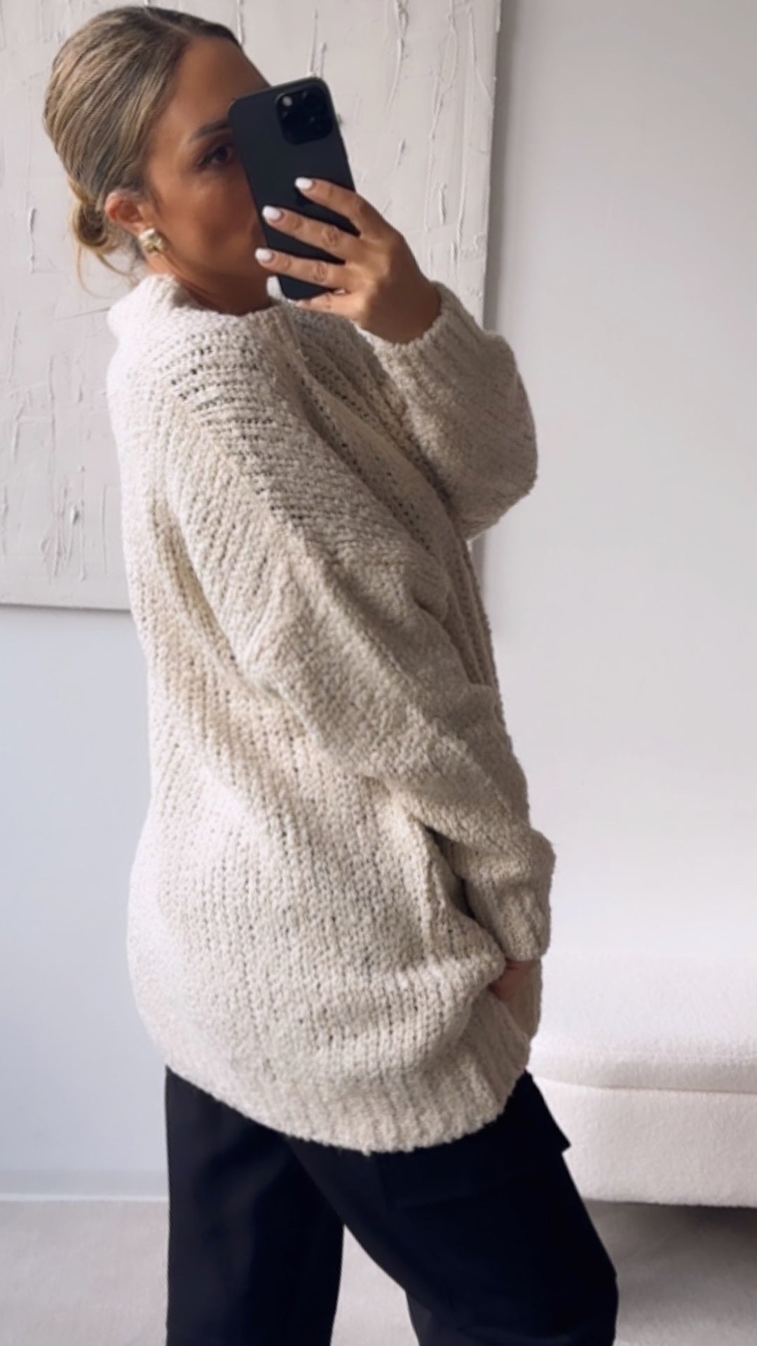 Teddy Pullover mit Stehkragen / wollweiss Art. 7539