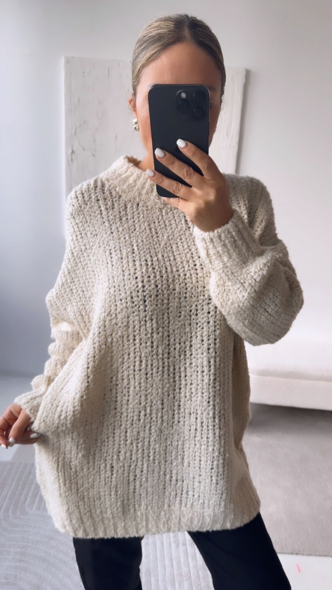 Teddy Pullover mit Stehkragen / wollweiss Art. 7539