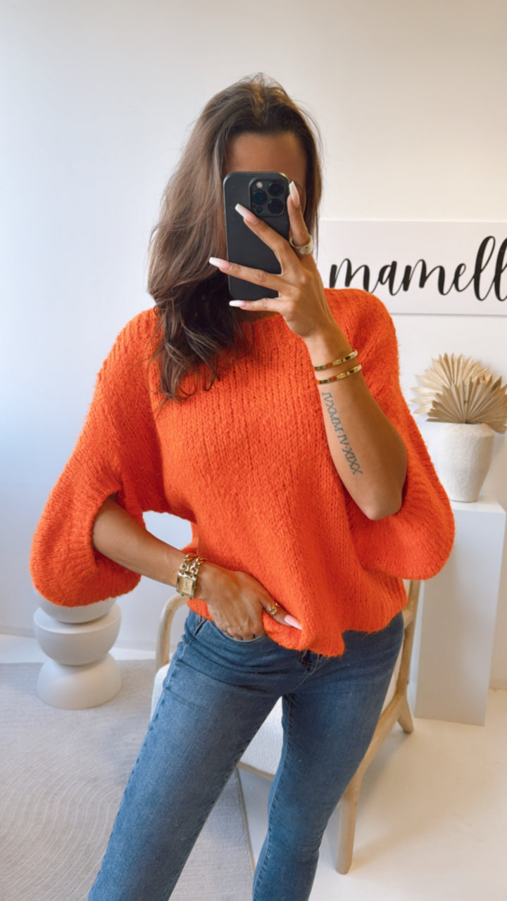 Pullover mit kurzen, außergewöhnlichen Ärmeln / orange Art. 9184