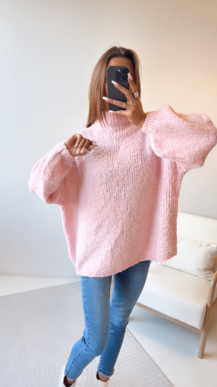 Teddy Pullover mit Stehkragen / rosa Art. 8414