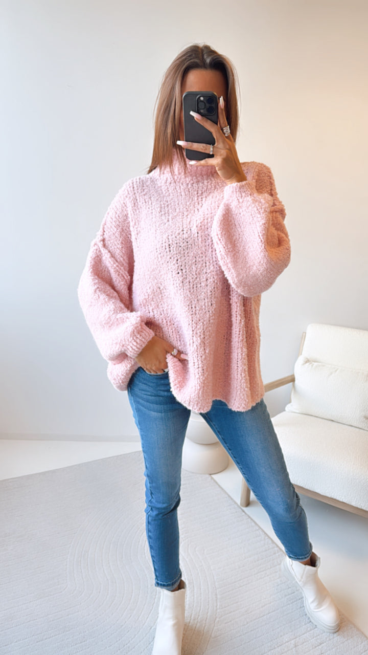 Teddy Pullover mit Stehkragen / rosa Art. 8414