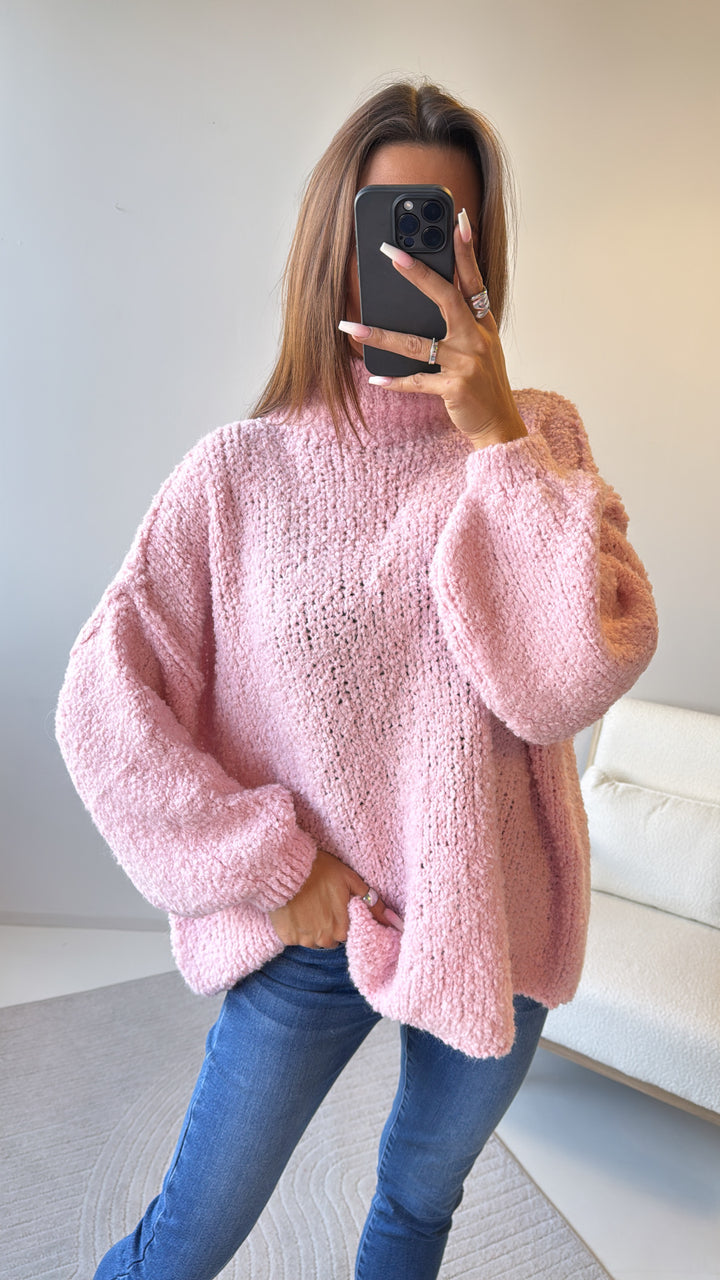 Teddy Pullover mit Stehkragen / rosa Art. 8414