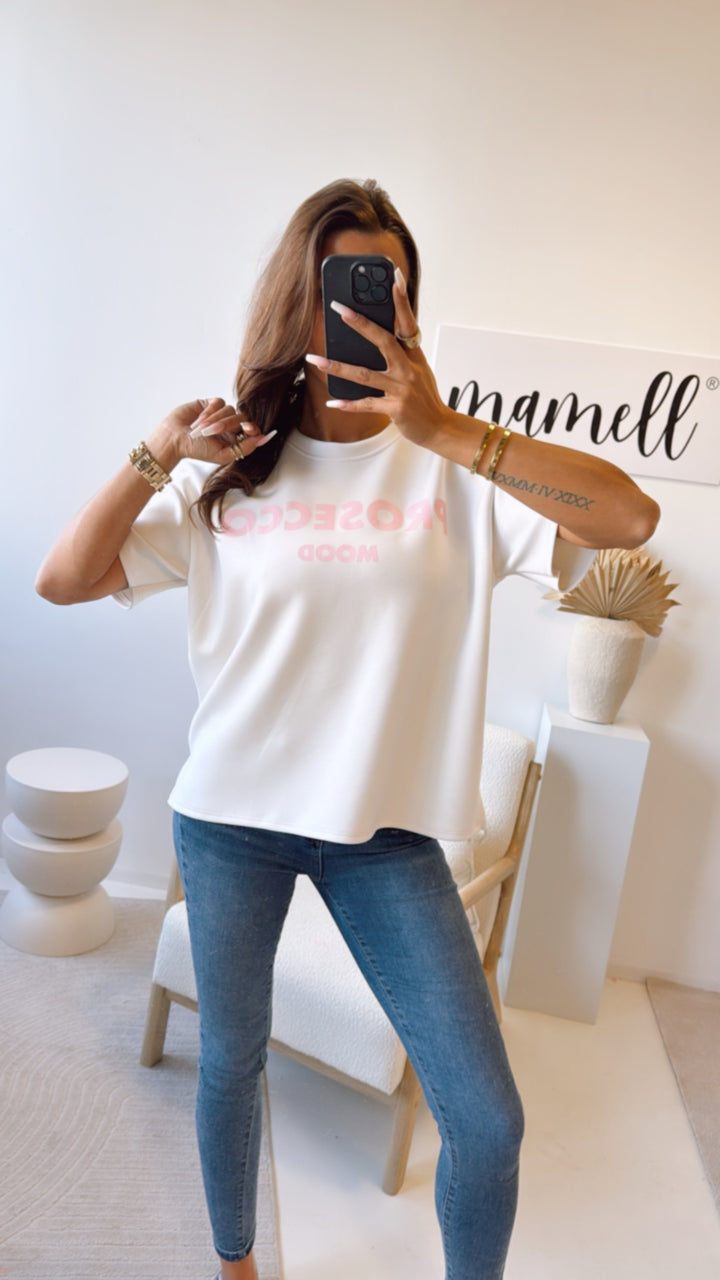 softes oversize T-shirt / creme - rosa Art. 9178