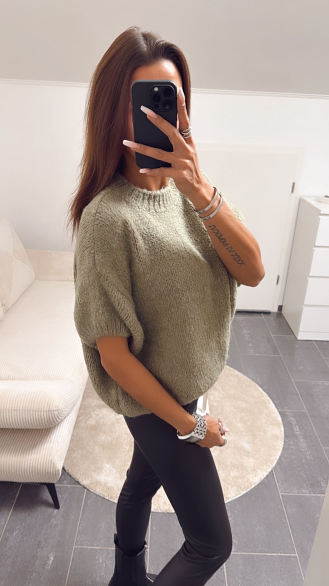 Strick Pullover mit kurzen Armen / khaki Art. 8186