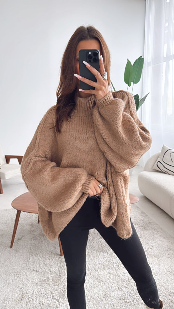 Ultra Oversize Kuschel - Pullover / camel-sand Art. 4055