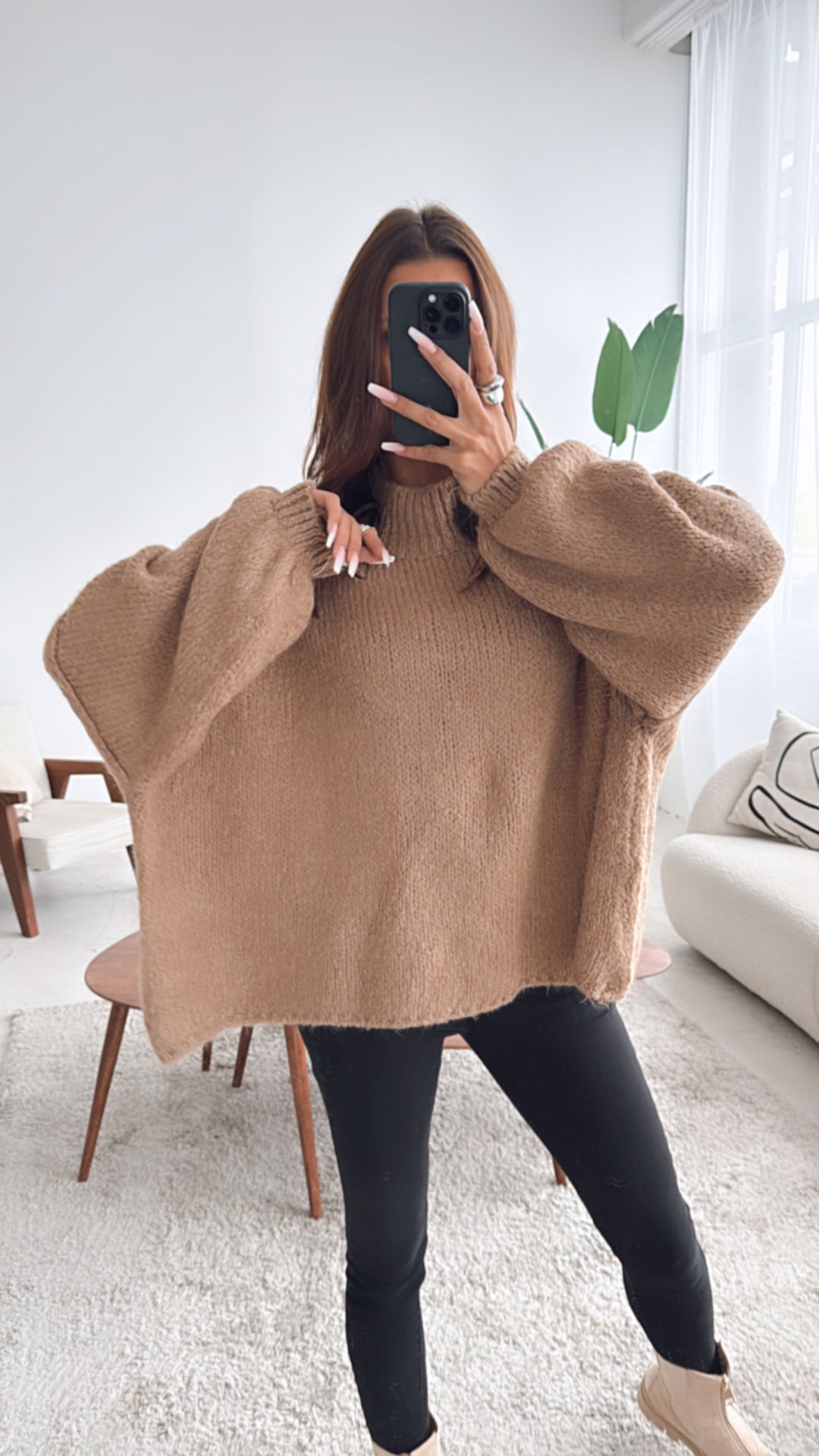 Ultra Oversize Kuschel - Pullover / camel-sand Art. 4055