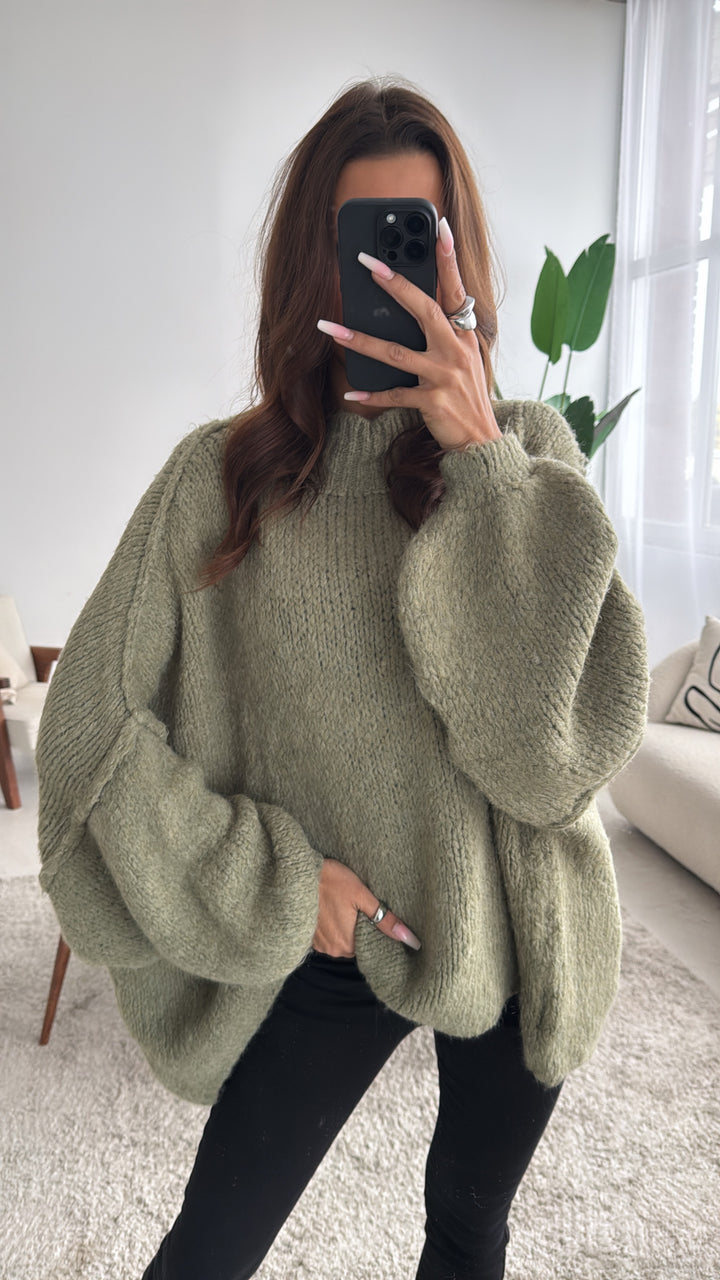 Ultra Oversize Kuschel - Pullover / khaki Art. 4100