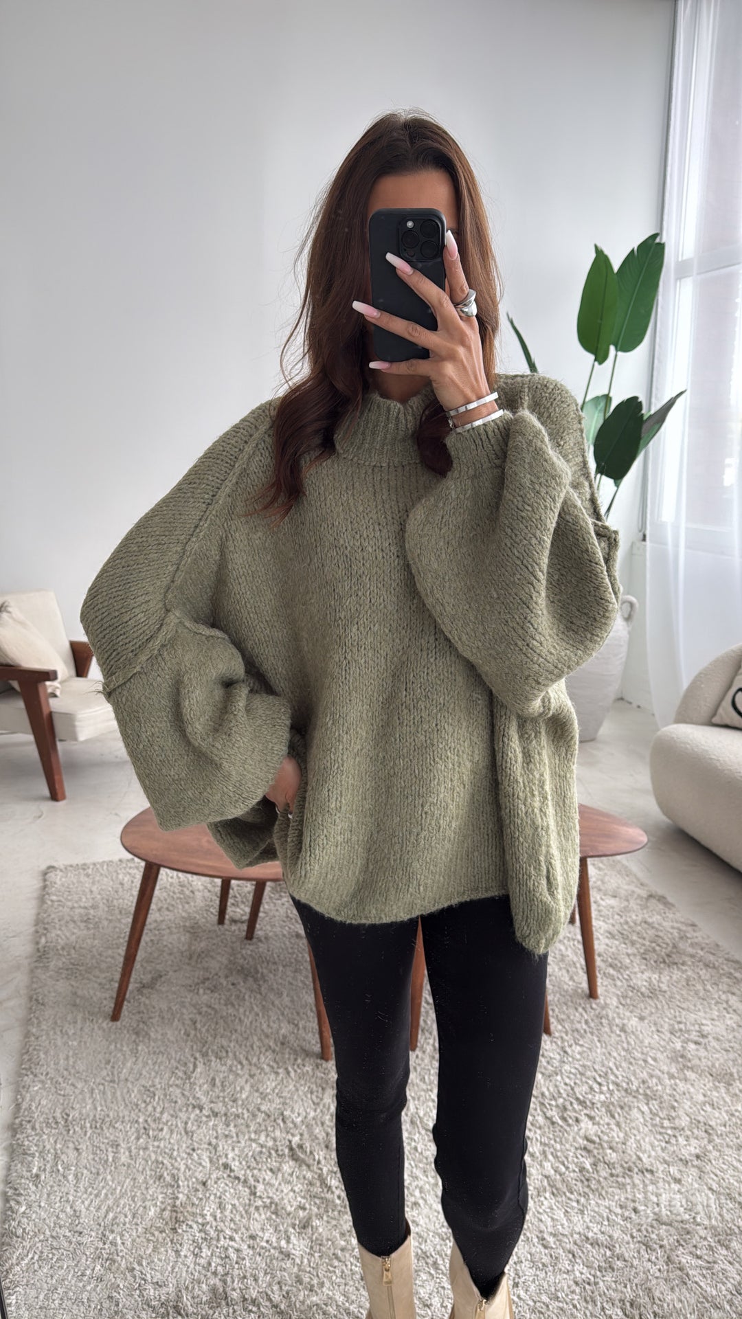 Ultra Oversize Kuschel - Pullover / khaki Art. 4100