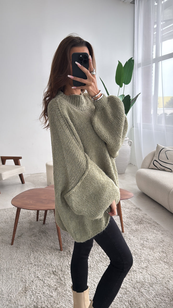 Ultra Oversize Kuschel - Pullover / khaki Art. 4100