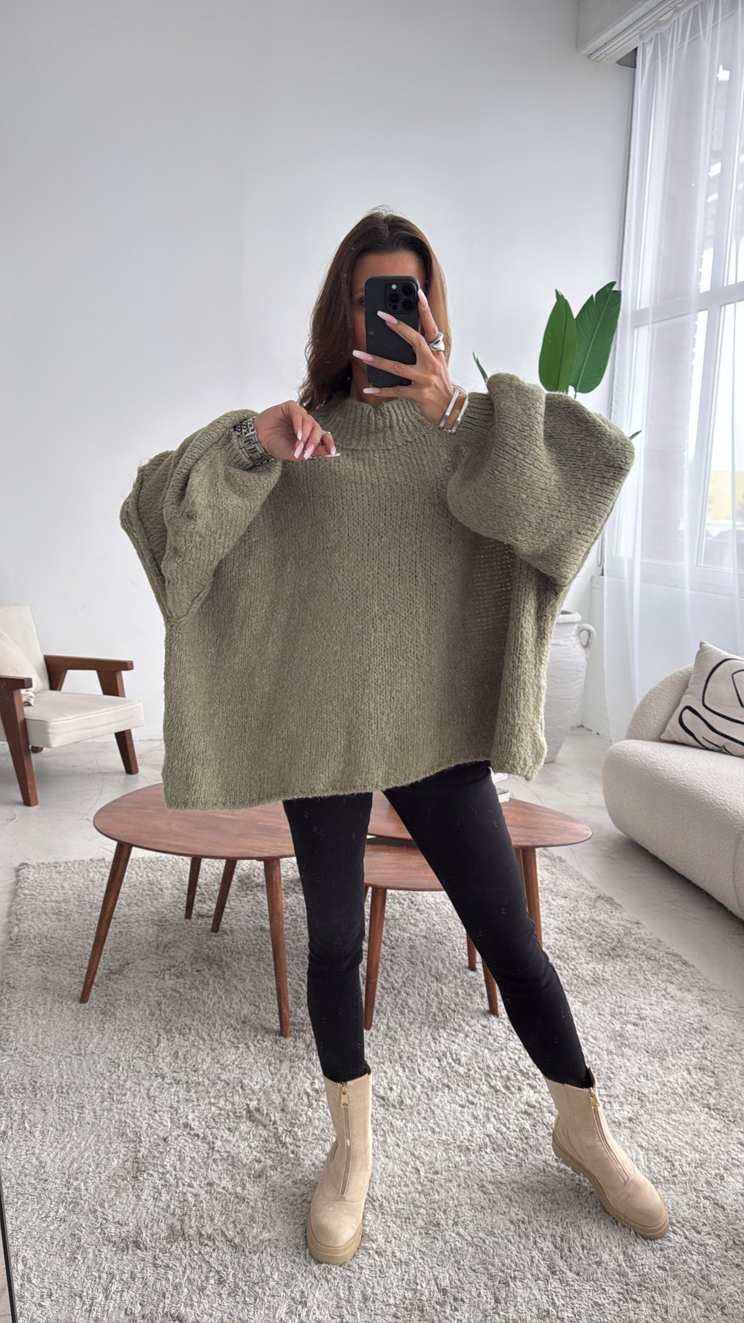 Ultra Oversize Kuschel - Pullover / khaki Art. 4100