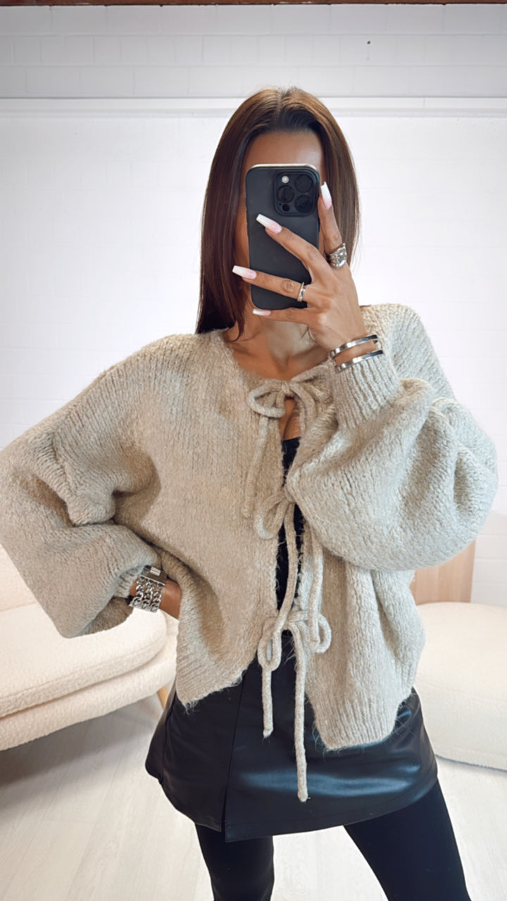 Wende Strick Cardigan zum schnüren / beige Art. 8330