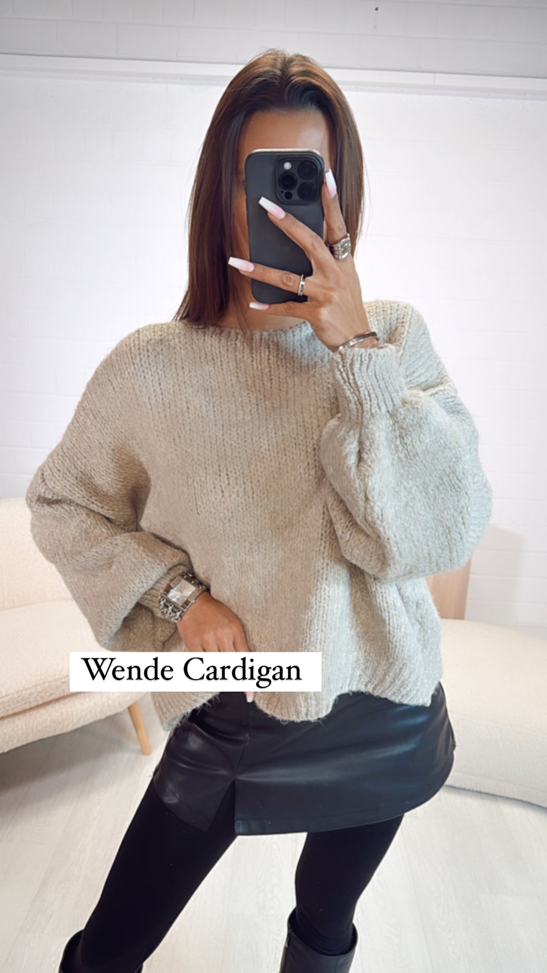 Wende Strick Cardigan zum schnüren / beige Art. 8330