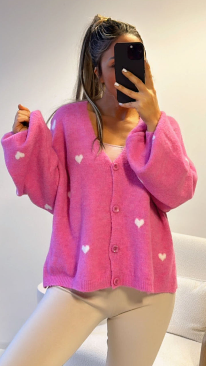 süßer Cardigan mit Herzen / pink Art. 8388