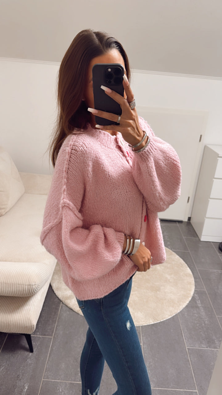 kurzer Strick Cardigan mit BUNTE Knöpfen / rosa Art. 8393