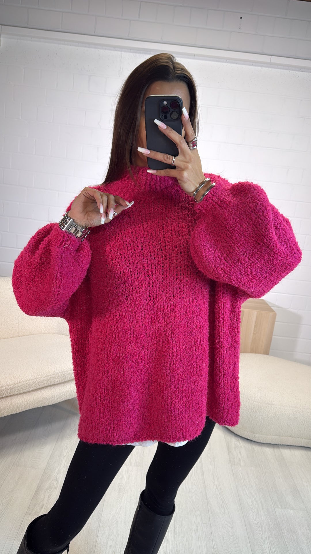 TEDDY oversize Pullover, Stehkragen / pink Art. 8417