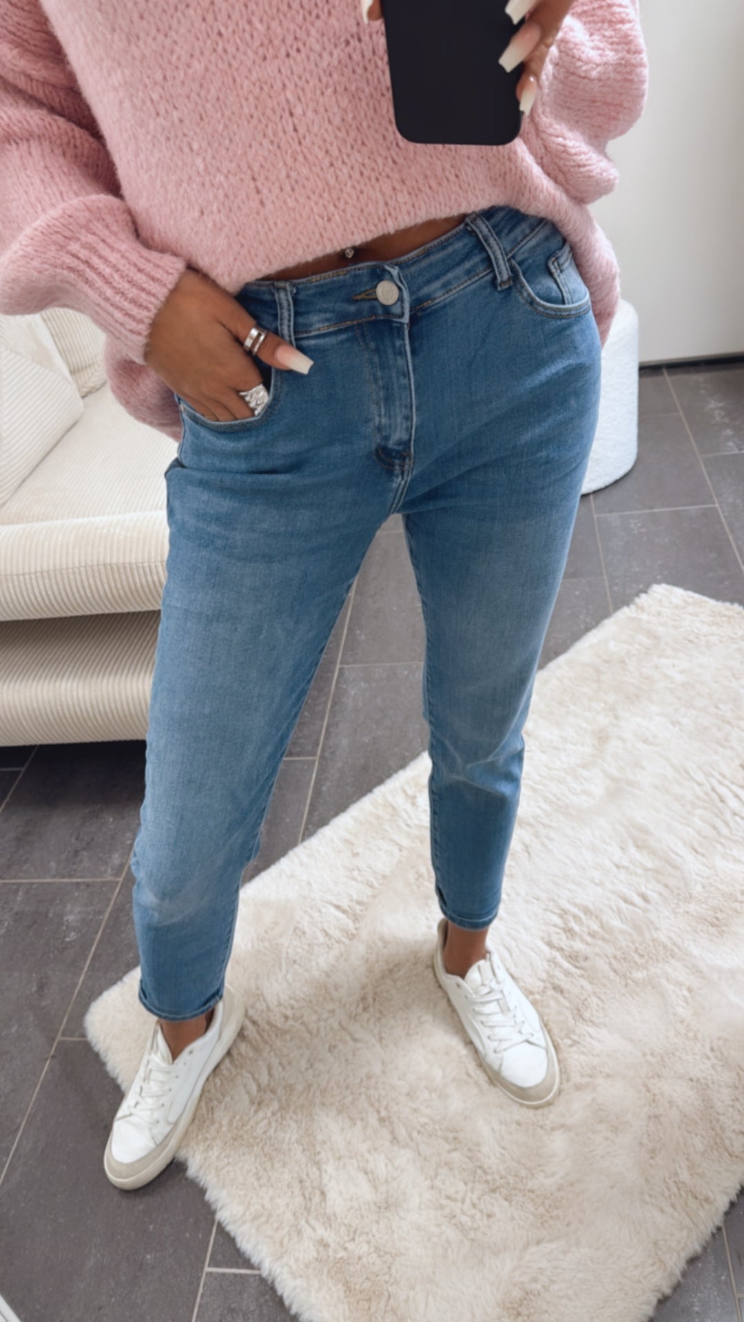 Mom Jeans Hose " L8008 " / blau Art. 8657