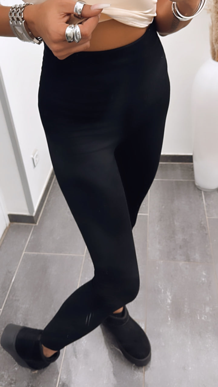 elastische Leggings mit dünnem Fleece / schwarz Art. 5206