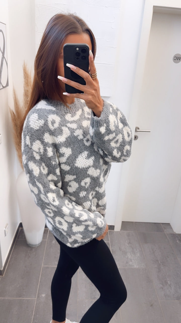 Strick Leo Pullover / hell grau - weiss Art. 7909