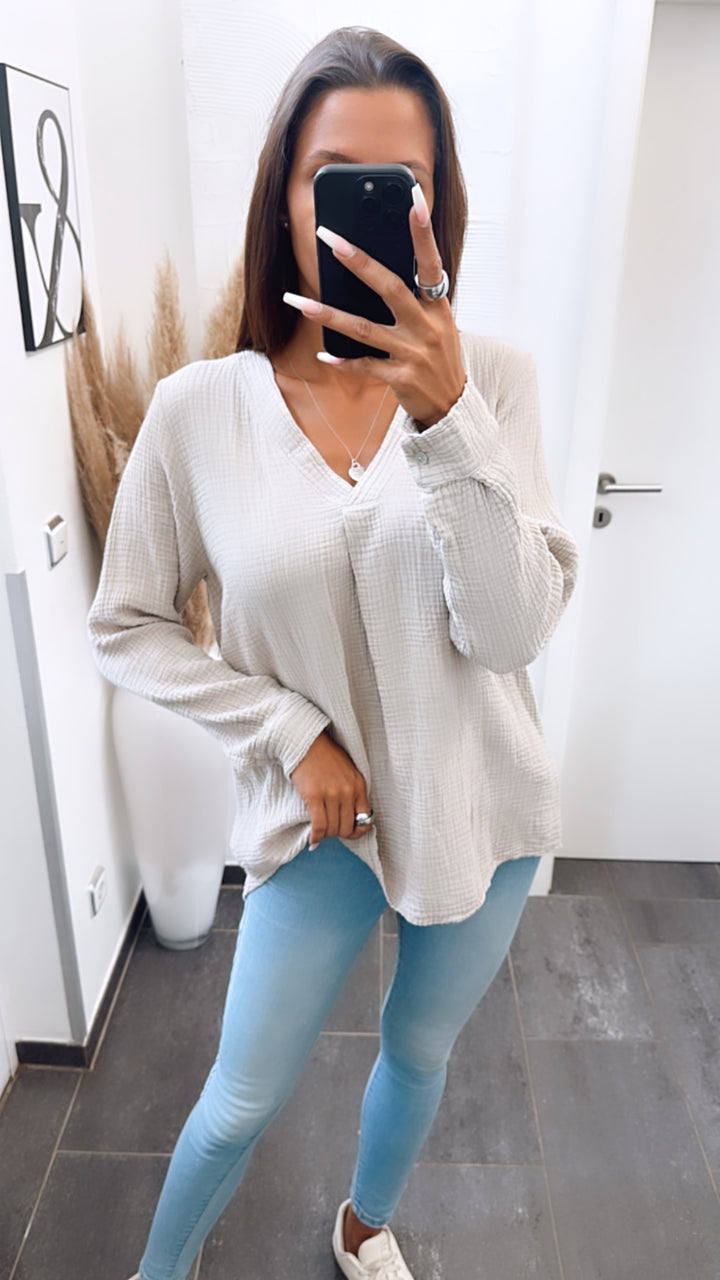 Musselin Bluse ohne Knöpfe / beige Art. 6795