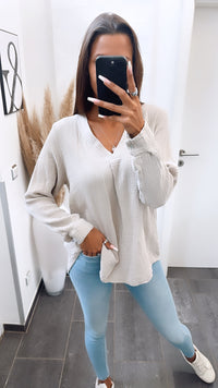 Musselin Bluse ohne Knöpfe / beige Art. 6795