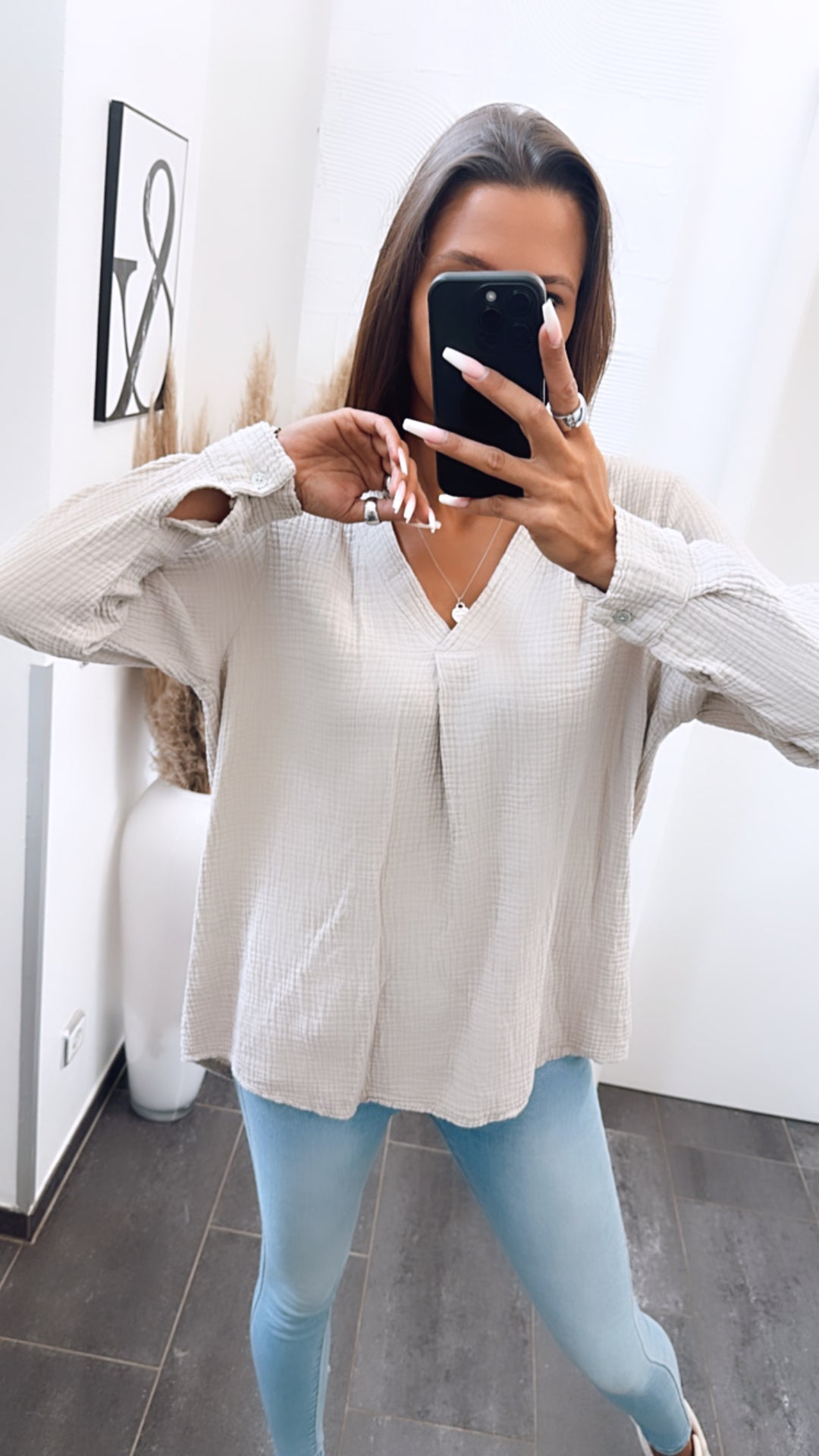 Musselin Bluse ohne Knöpfe / beige Art. 6795