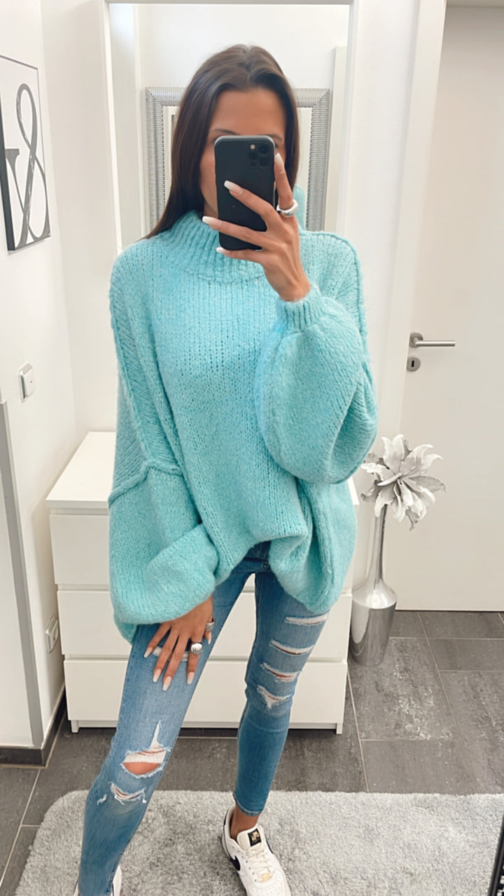 Oversize Kuschel - Pullover / Eis blau - türkis Art. 4388